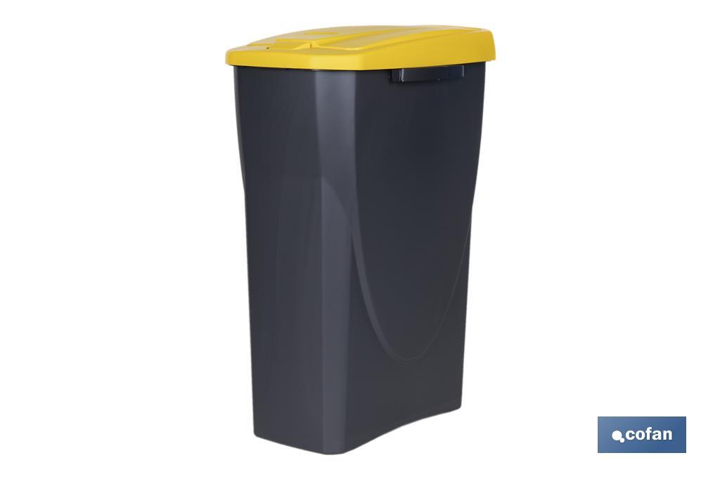 Cubo de basura amarillo para reciclar plásticos y envases | Tres medidas y capacidades diferentes - Cofan