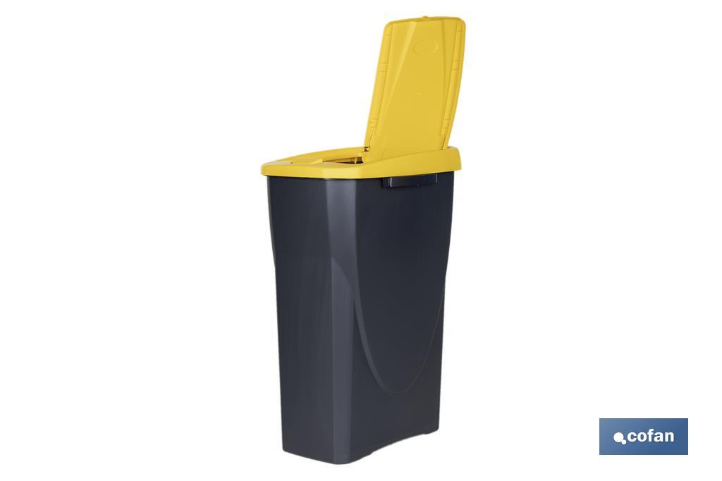 Yellow recycling bin | Suitable for recycling plastics and packaging materials | Available in three different capacities and sizes - Cofan