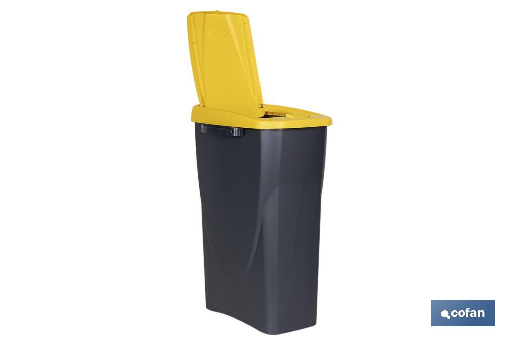 Cubo de basura amarillo para reciclar plásticos y envases | Tres medidas y capacidades diferentes - Cofan