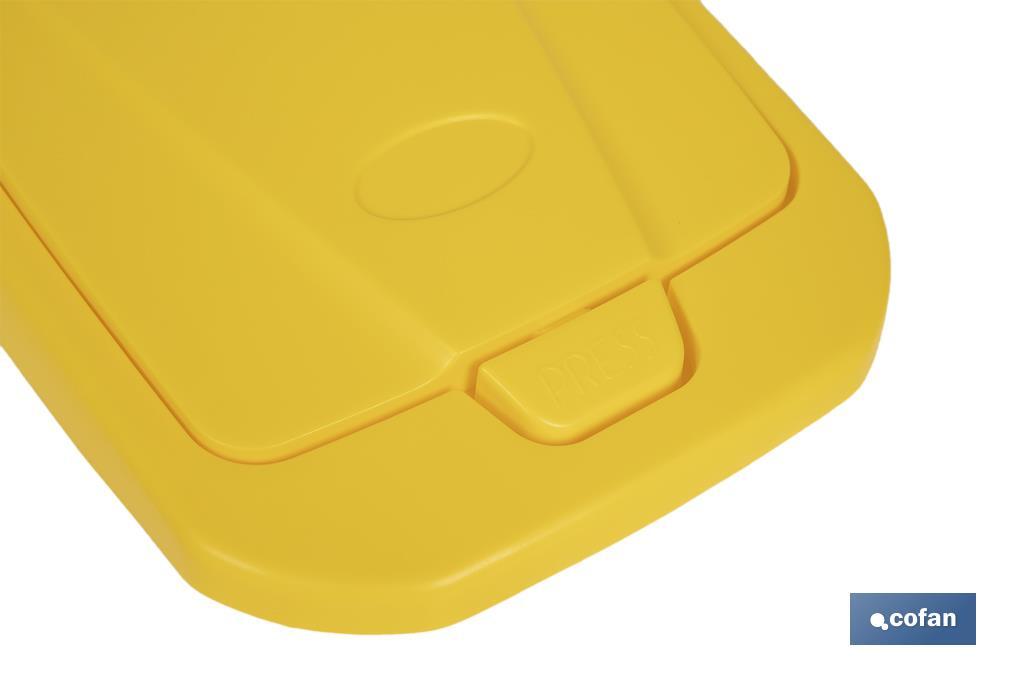 Yellow recycling bin | Suitable for recycling plastics and packaging materials | Available in three different capacities and sizes - Cofan