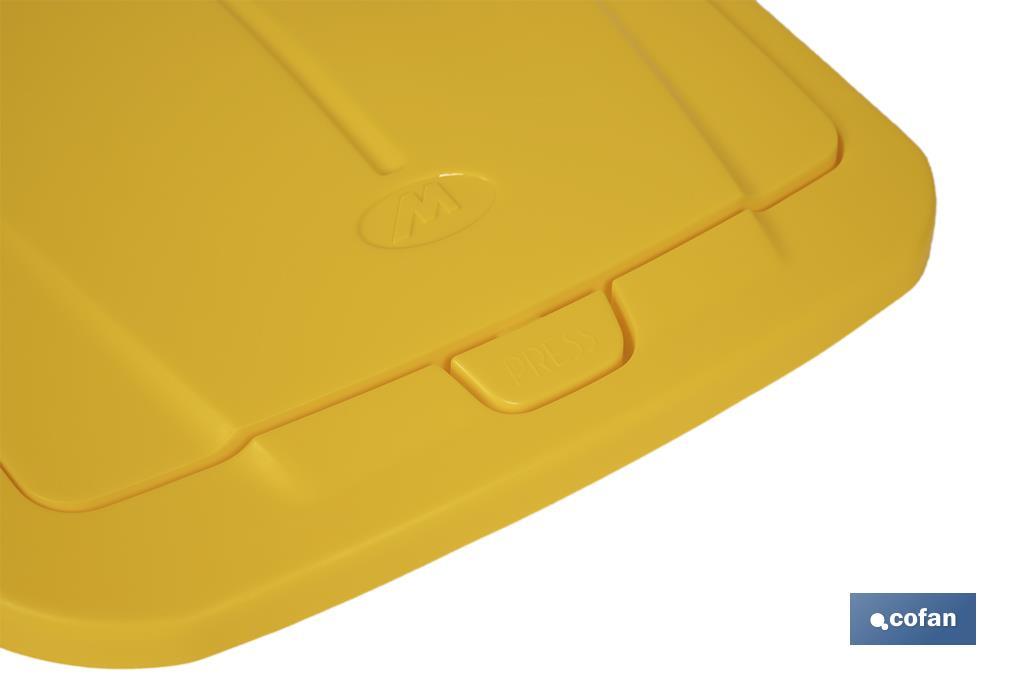 Yellow recycling bin | Suitable for recycling plastics and packaging materials | Available in three different capacities and sizes - Cofan