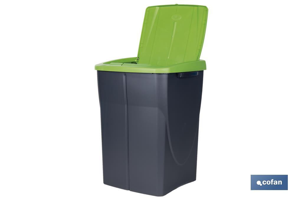 Cubo de basura verde para reciclar materiales de vidrio | Tres medidas y capacidades diferentes - Cofan