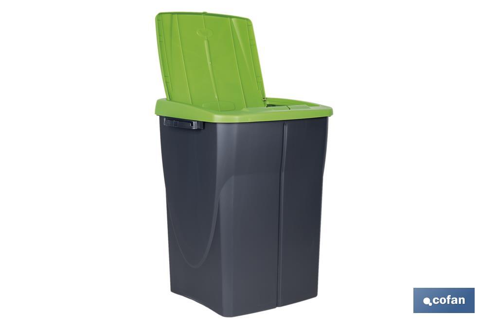 Cubo de basura verde para reciclar materiales de vidrio | Tres medidas y capacidades diferentes - Cofan