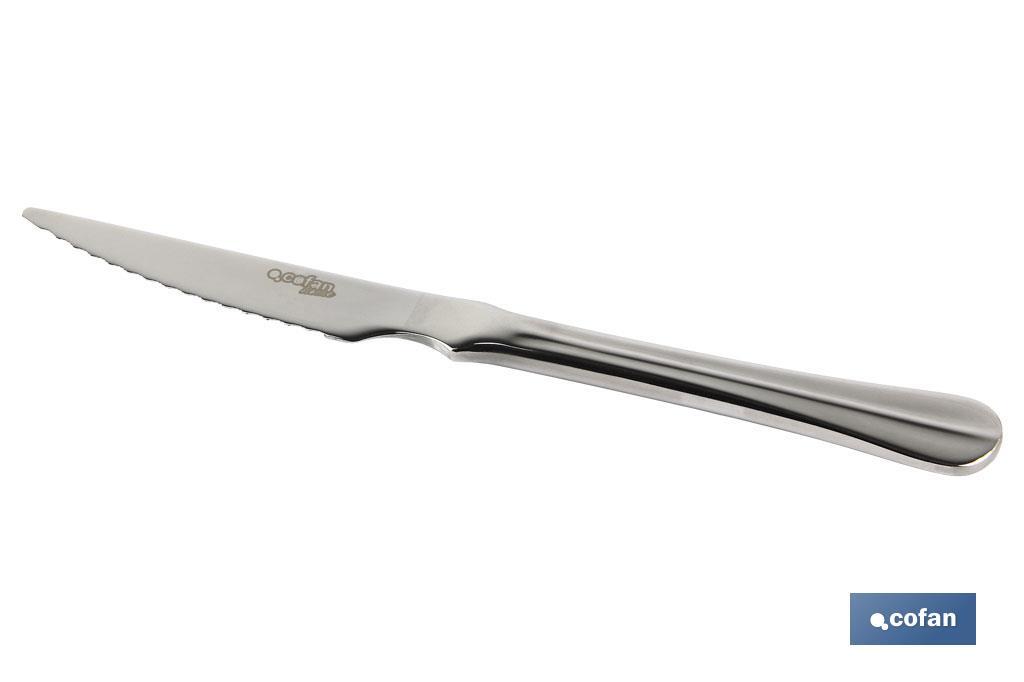 Couteau à viande | Modèle Bolonia | Fabriqué en acier inox. 18/10 | Emballage en blister de 2 ou 12 unités - Cofan