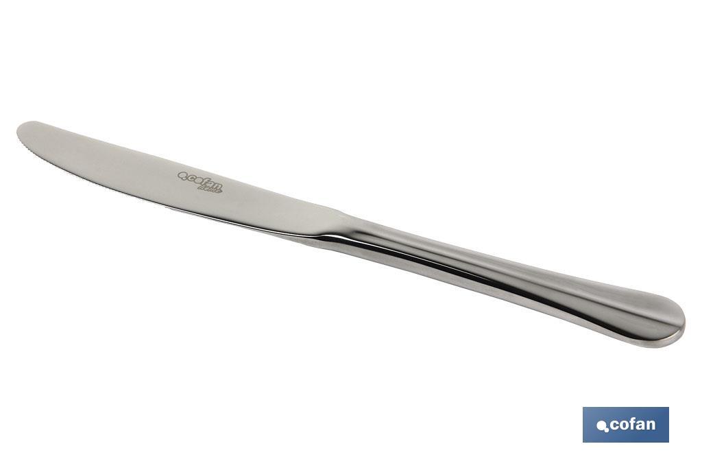 Couteau de table | Modèle Bolonia | Fabriqué en acier inox. 18/10 | Emballage en blister ou en pack - Cofan