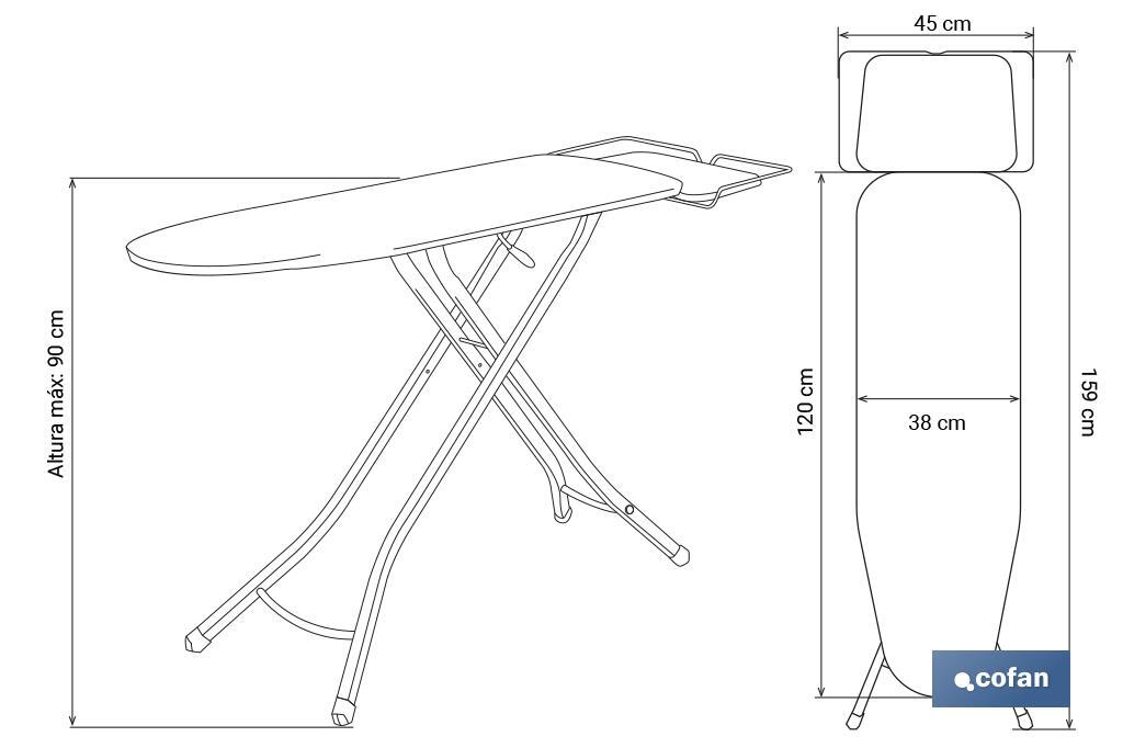 Table à repasser Modèle Cesena 120 x 38 cm (Mod. 2) - Cofan