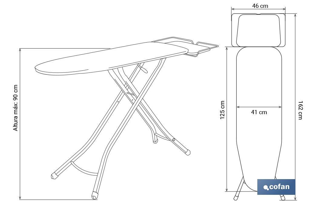 Table à Repasser Tivoli | Dimensions : 125 x 41 cm | Couleur : Noire - Cofan