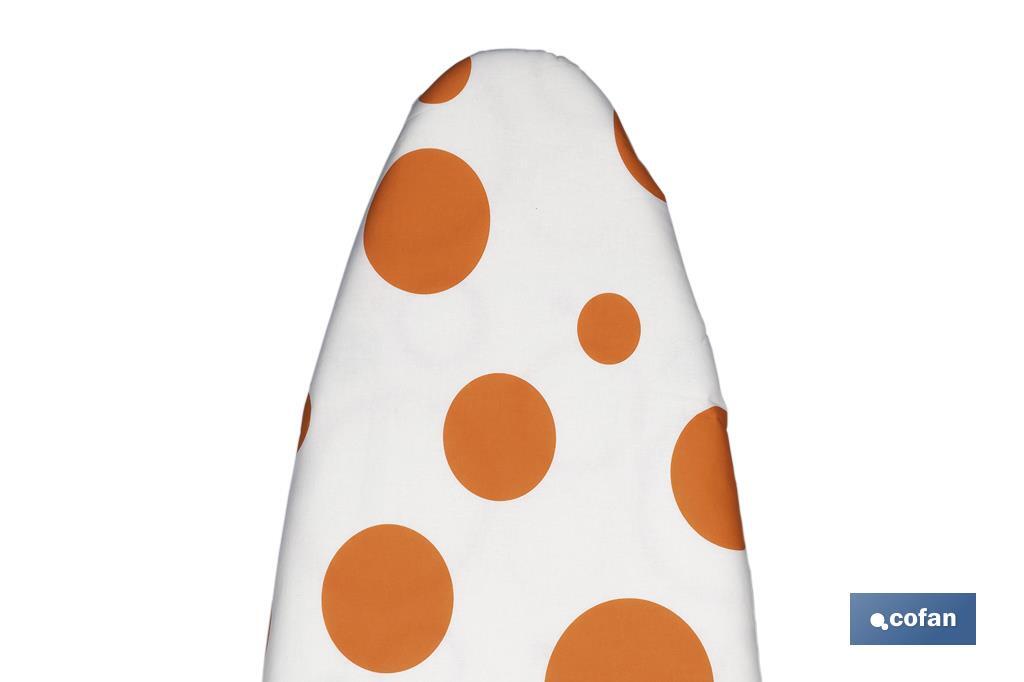 Padded cotton ironing board cover | Size: 140 x 60cm | White print with polka dots - Cofan