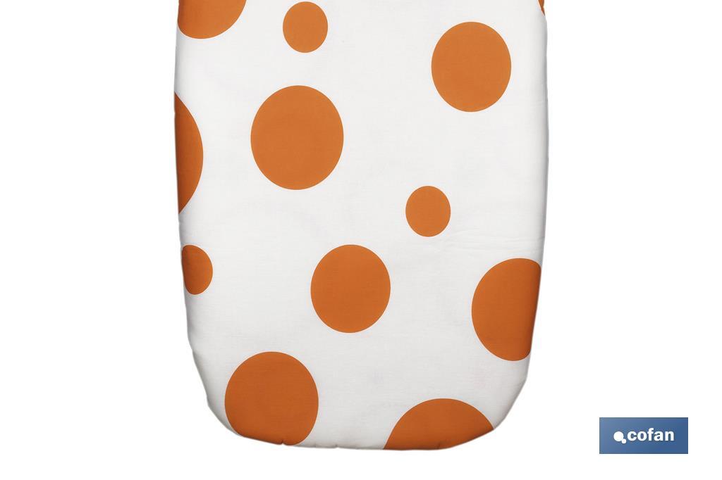 Padded cotton ironing board cover | Size: 140 x 60cm | White print with polka dots - Cofan