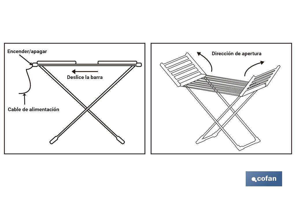 Stendino estensibile elettrico da 220 W Modello Sahara
 - Cofan