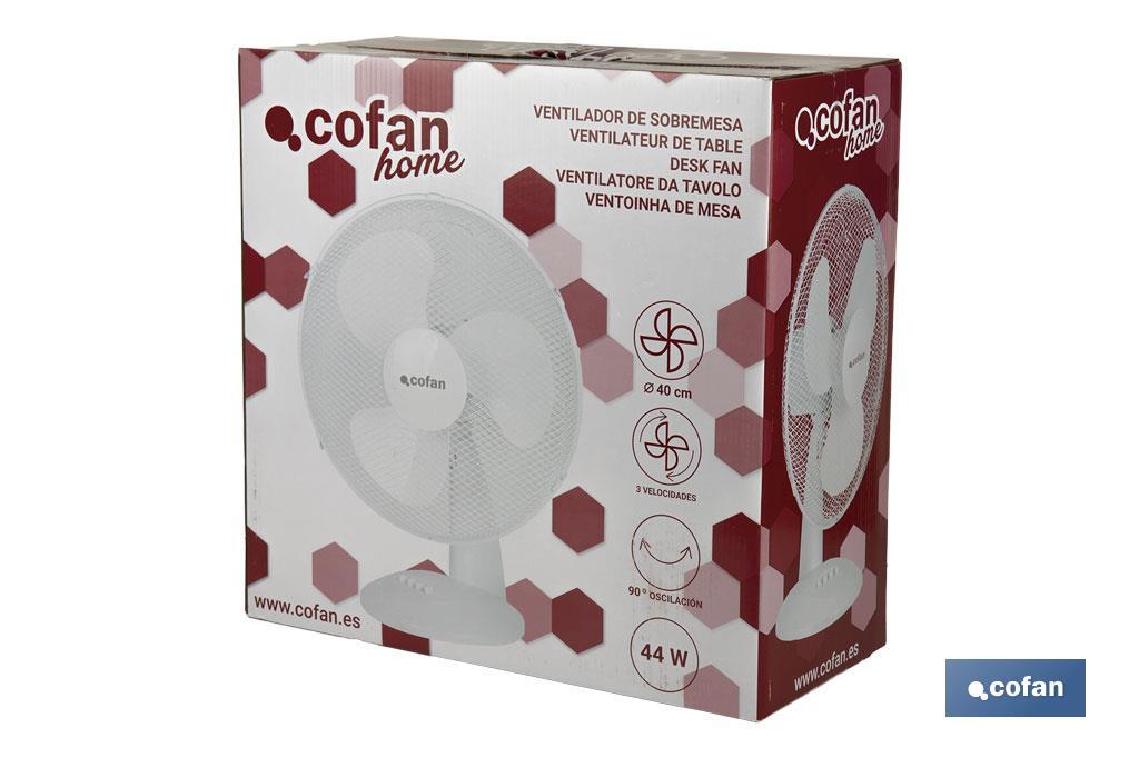 3 Speed White Desk Fan, Solano Model - Cofan