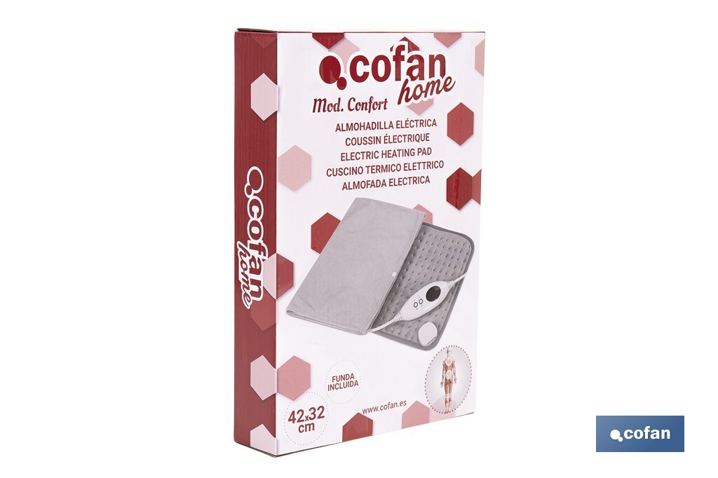 Almofada Elétrica Térmica Cinza | Dois tamanhos para escolher | Com 6 Níveis de Calor - Cofan