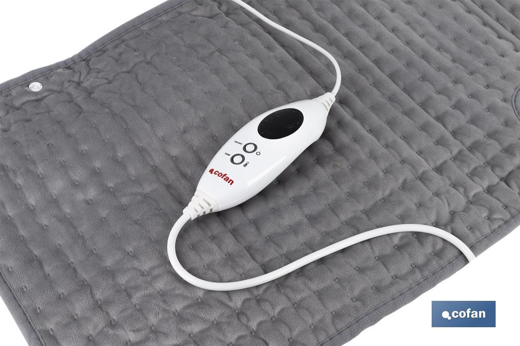 Grey electric heating pad | Size: 65 x 38cm | 6 heat settings - Cofan