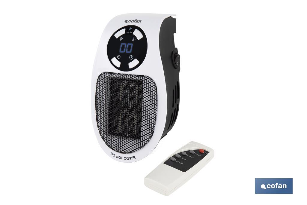 Ceramic plug heater | Remote control and thermostat included | Digital display | Energy-efficient wall plug heater - Cofan