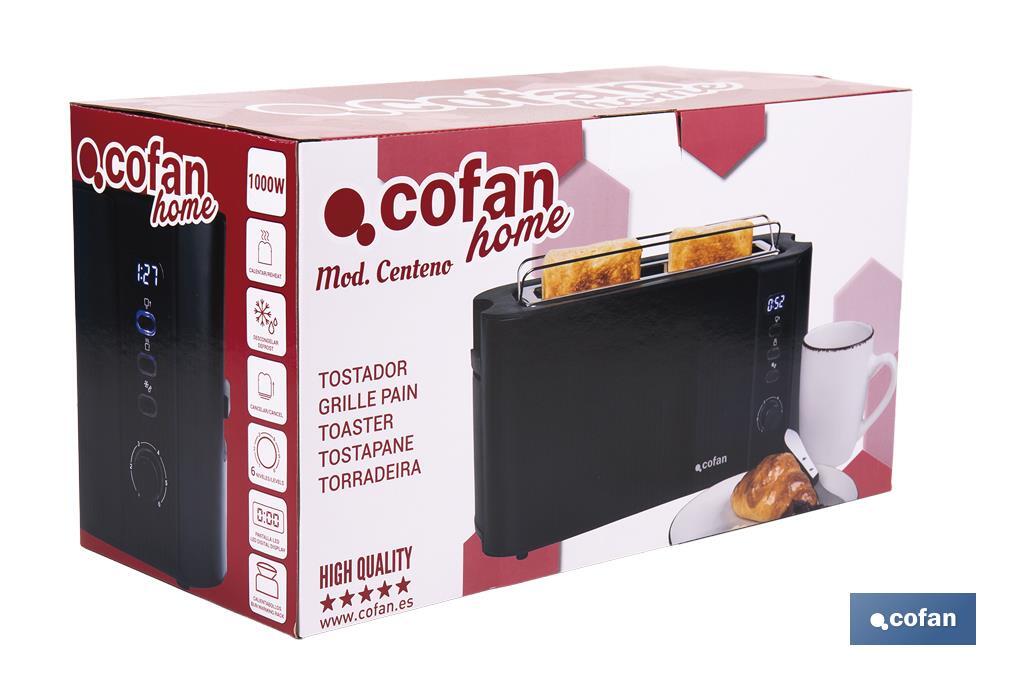 Grille-pain avec une Rainure | Inclut Écran Numérique | Couleur Noir Mat - Cofan