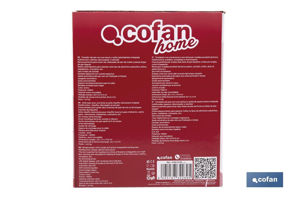 Torradeira de uma Ranhura Modelo Centeno - Cofan