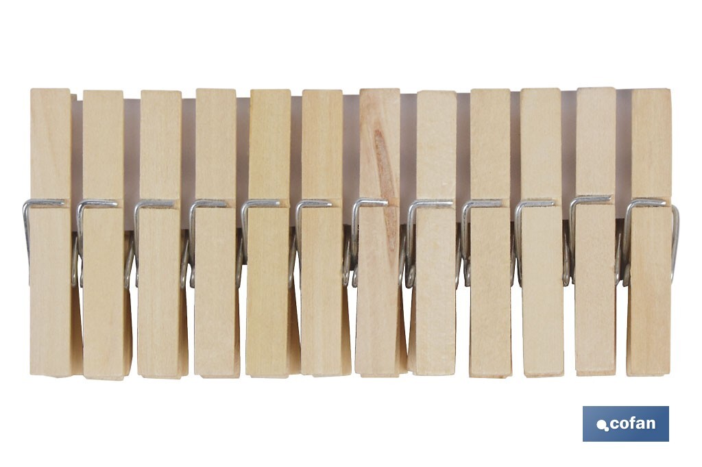 Wooden clothes pegs | Pack of 24 pieces | High quality | Size: 7cm in length | Multi-purpose clothes pegs - Cofan