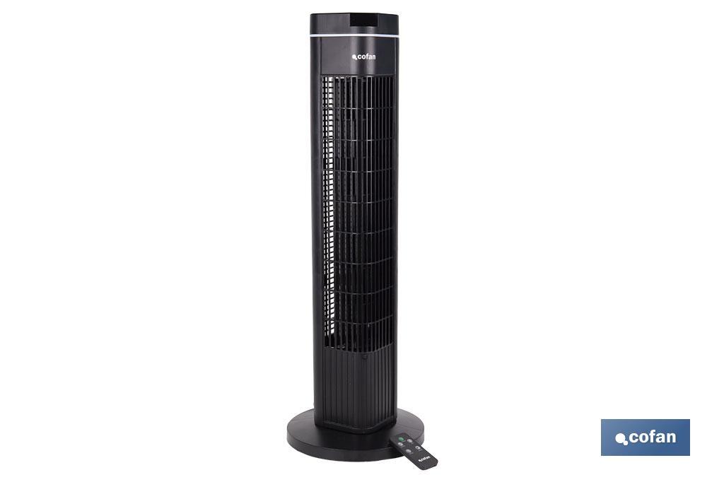Ventilateur colonne silencieux à contrôle à distance | Couleur noire | Comprend télécommande et minuterie (8 heures) - Cofan
