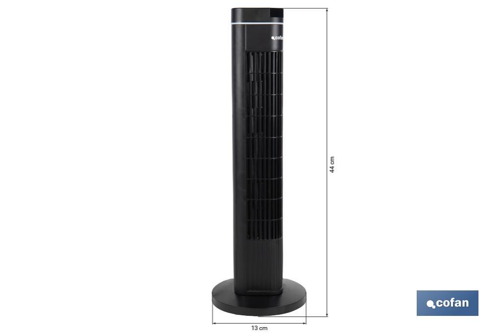 Ventilador silencioso de torre con control remoto | Color Negro | Incluye mando a distancia y temporizador (8 horas) - Cofan