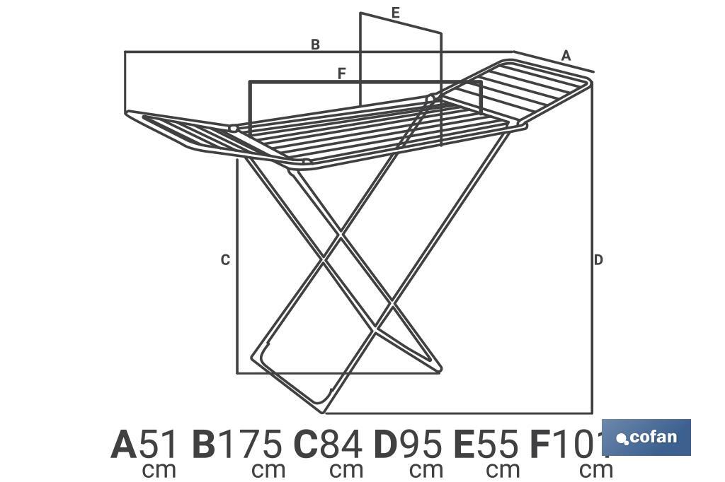 Winged Clothes Airer | With Folding Wings & Wheels | Steel & Polypropylene - Cofan