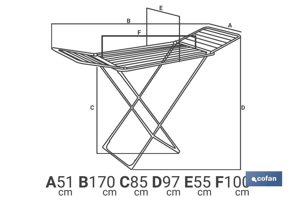 Winged Clothes Airer | With Folding Wings & Wheels | Aluminium & Polypropylene - Cofan