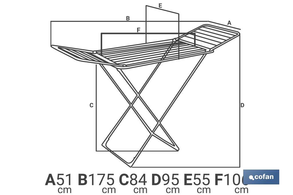 Tendedero de Suelo | Con Alas Plegables | Fabricado en Acero Inoxidable y Polipropileno - Cofan