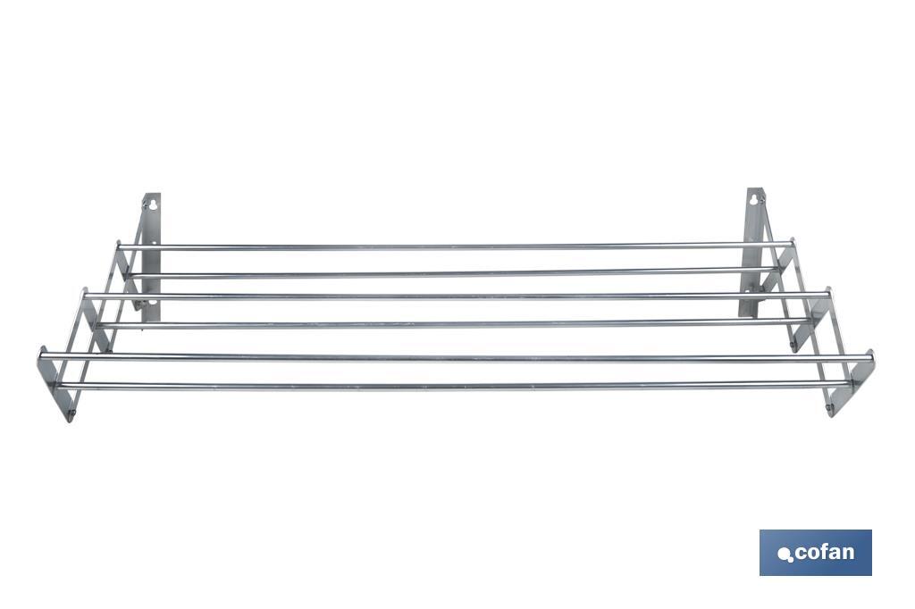 Extensible Wall-Mounted Drying Rack | Aluminium | Folding Drying Rack with 6 Drying Rods | Size: 80 x 45.5cm - Cofan