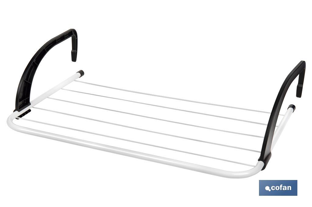 Radiator/Balcony Drying Rack | Painted Steel & Polypropylene | 6 Drying Bars | Size: 50 x 33 x 25cm - Cofan