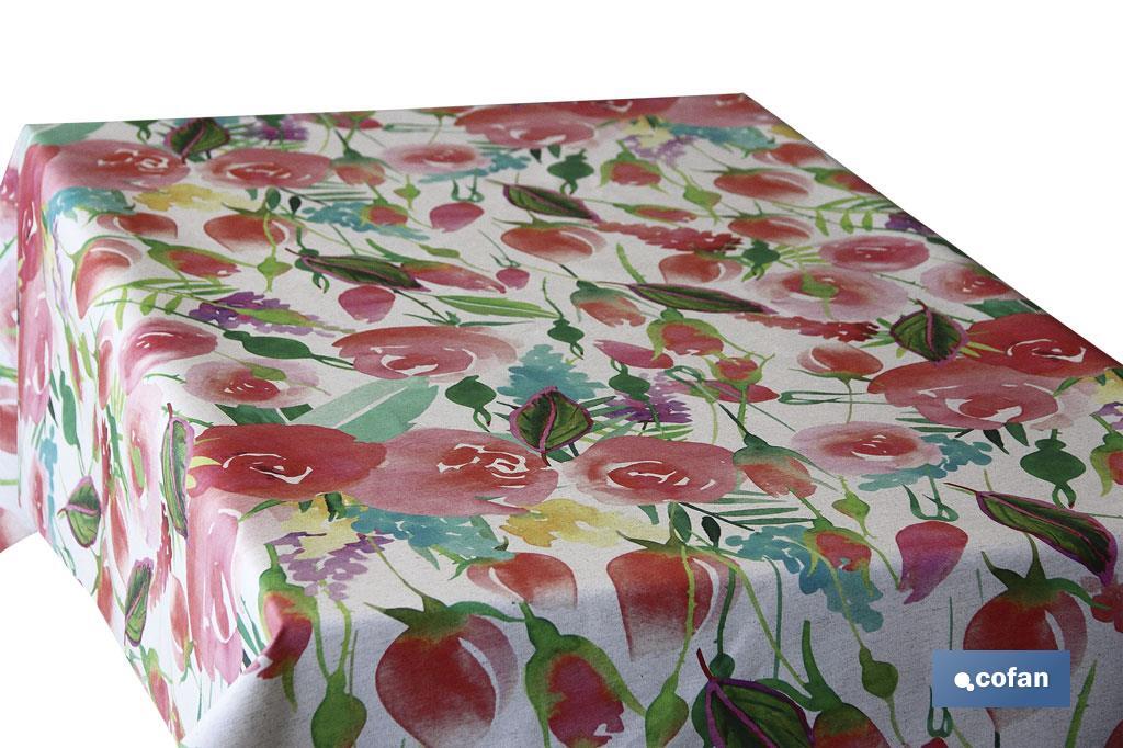 Rouleau de nappe en tissu résiné avec impression florale - Cofan