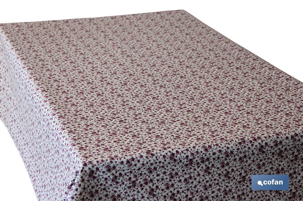 Rouleau de nappe en tissu résiné antitache avec impression de roses | Dimensions : 1,40 x 25 m
 - Cofan