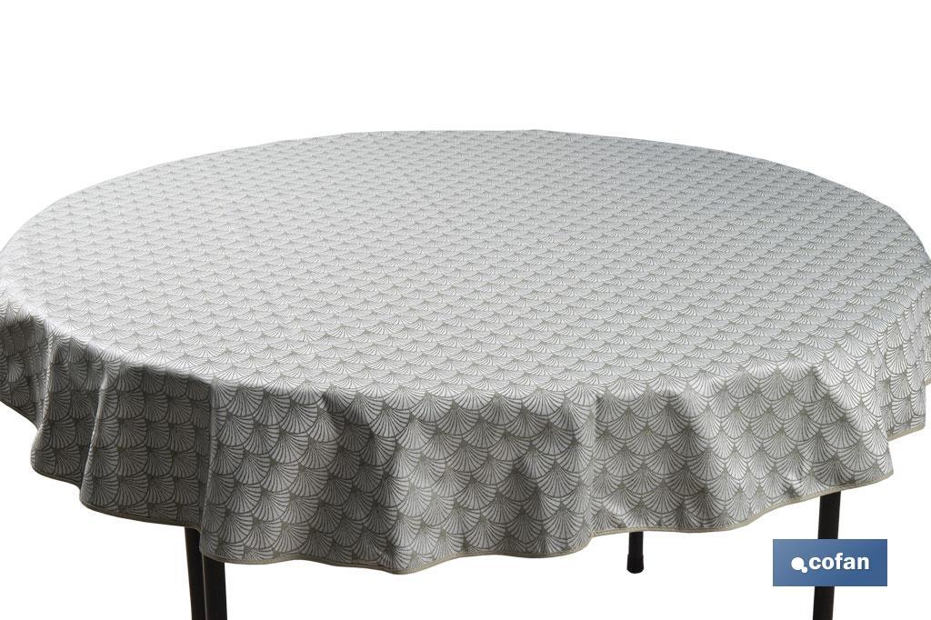Mantel redondo antimanchas confeccionado en Jacquard con tejido resinado | Diseño de arcos verdes | Materiales: 50% algodón y 50% poliéster | Diferentes medidas - Cofan