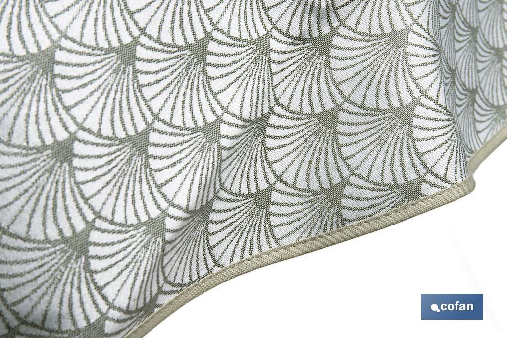 Mantel redondo antimanchas confeccionado en Jacquard con tejido resinado | Diseño de arcos verdes | Materiales: 50% algodón y 50% poliéster | Diferentes medidas - Cofan
