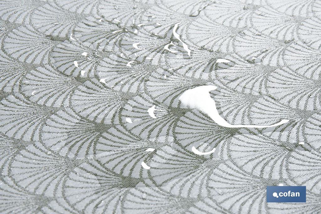 Mantel redondo antimanchas confeccionado en Jacquard con tejido resinado | Diseño de arcos verdes | Materiales: 50% algodón y 50% poliéster | Diferentes medidas - Cofan