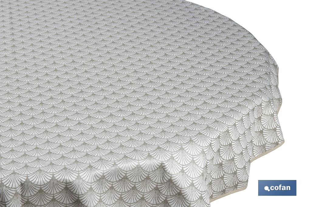 Mantel redondo antimanchas confeccionado en Jacquard con tejido resinado | Diseño de arcos verdes | Materiales: 50% algodón y 50% poliéster | Diferentes medidas - Cofan