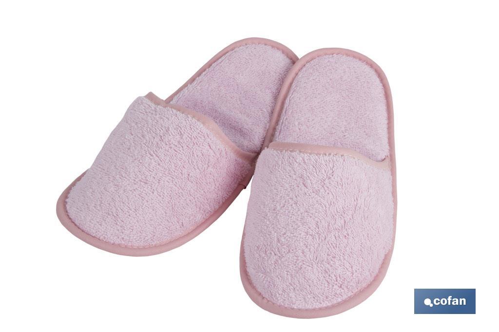 Chaussons de bain | Modèle Flor | Couleur Rose Clair | 100 % Coton | Grammage 500 g/m² | Taille M ou L - Cofan