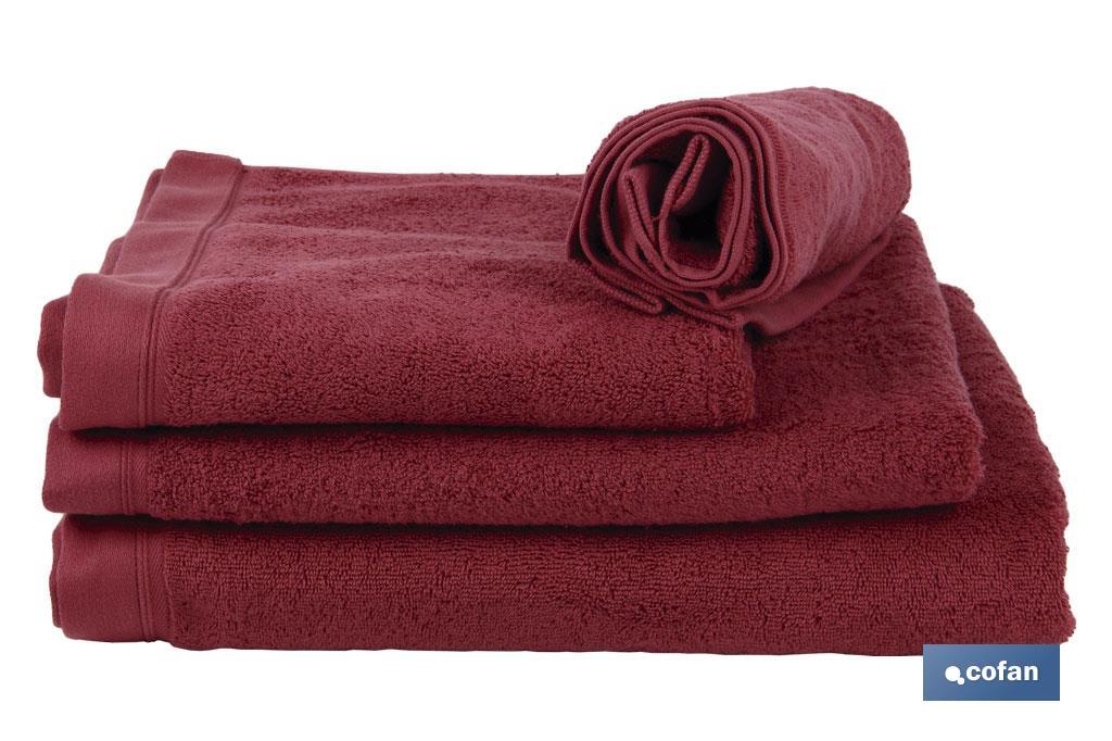 Guest towel | París Model | Burgundy | 100% cotton | Weight: 580g/m² | Size: 30 x 50cm - Cofan