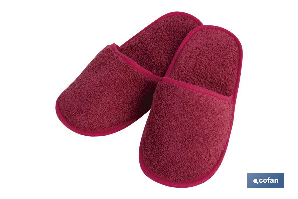 Chaussons de bain | Modèle Paris | Couleur Bordeaux | 100 % Coton | Grammage 500 g/m² | Taille M ou L - Cofan