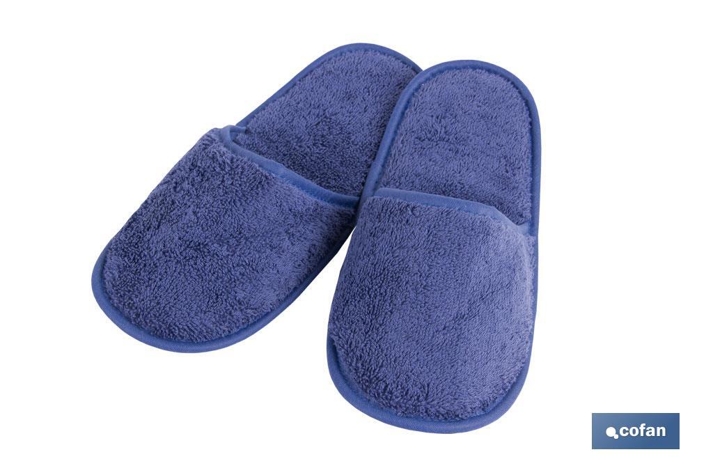 Chaussons de bain | Modèle Marin | Couleur Bleu Marine | 100 % Coton | Grammage 500 g/m² | Taille M ou L - Cofan