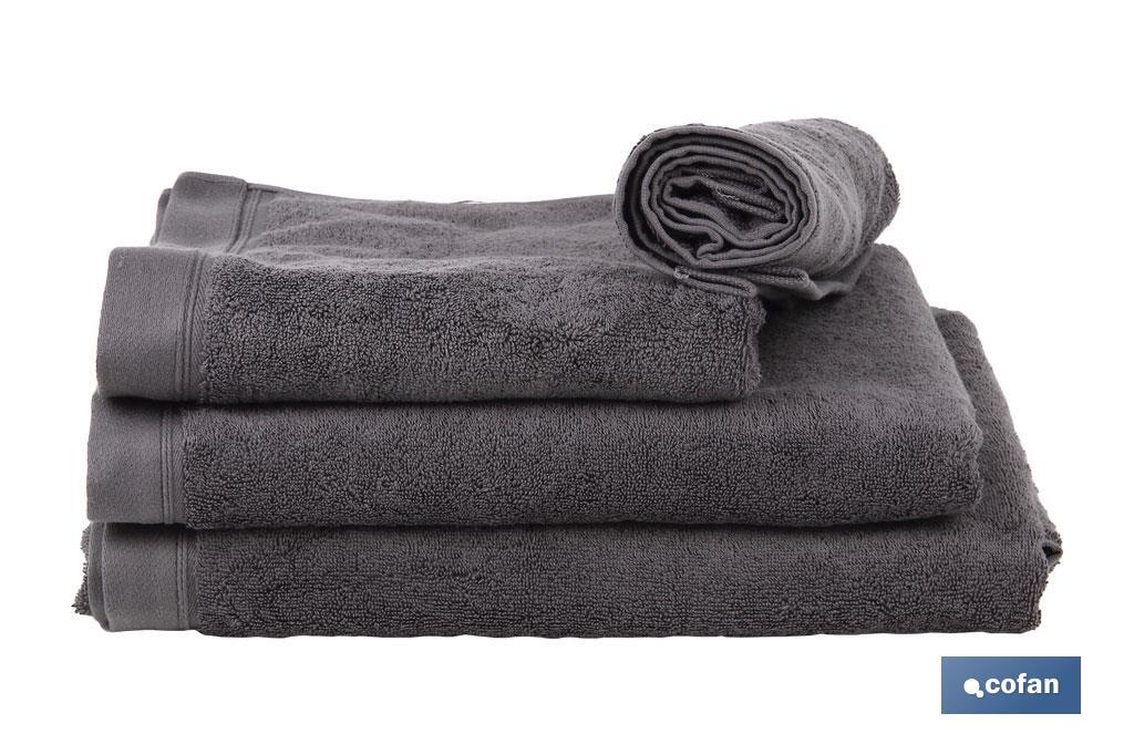 Drap de bain | Modèle Piedra | Couleur Gris Anthracite | 100 % coton | Grammage 580 g/m² | Dimensions 100 x 150 cm - Cofan