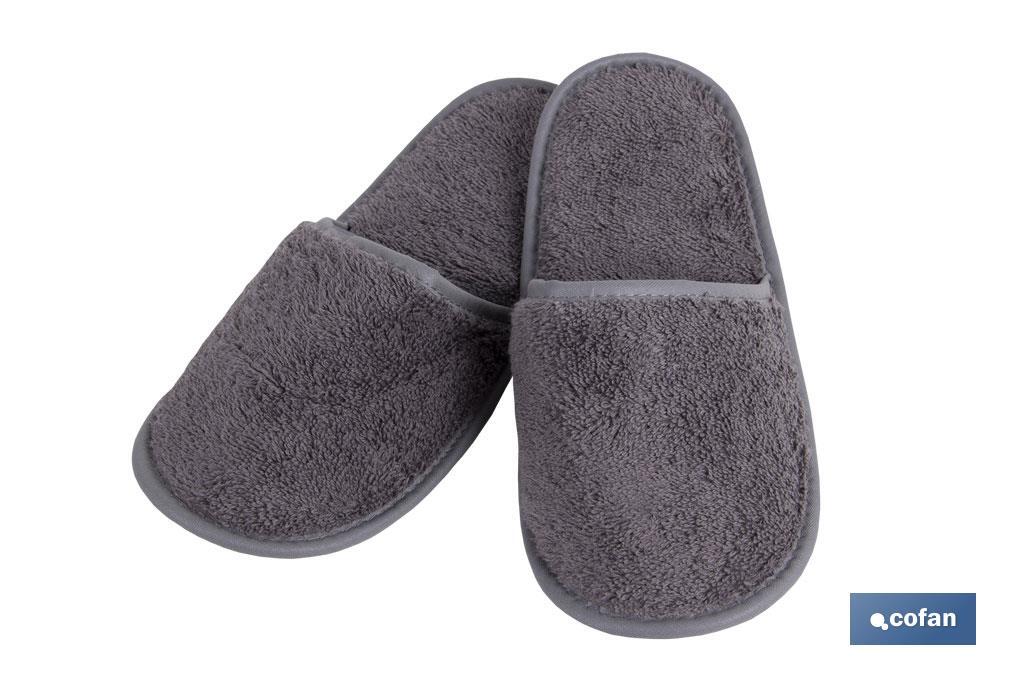 Chaussons de bain | Modèle Piedra | Couleur Gris Anthracite | 100 % Coton | Grammage 500 g/m² | Taille M ou L - Cofan