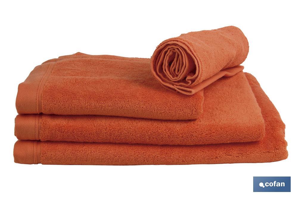 Toalla de Ducha | Color Orange | Modelo Amanecer | 100 % Algodón | Gramaje 580 g/m² | Medidas 70 x 140 cm - Cofan