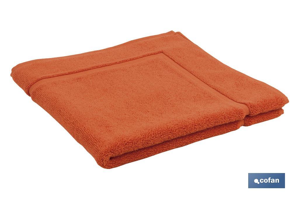 Tapis de salle de bain | Couleur Orange | Modèle Amanecer | 100 % coton | Grammage 1000 g/m² | Dimensions 60 x 60 cm - Cofan