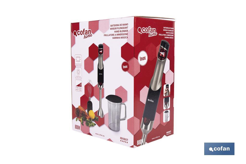 Mixeur Plongeant Électrique | Modèle Zahara | 800 W | Comprend Fouet en Acier et Verre Mélangeur de 1 L - Cofan