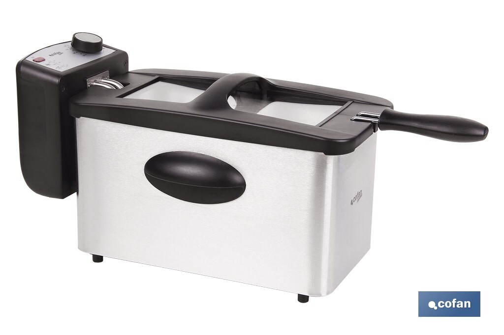 Friteuse Électrique | Modèle Riaza | Fabriqué en Acier Inoxydable Brossé | 2000 W | Capacité 3 L - Cofan