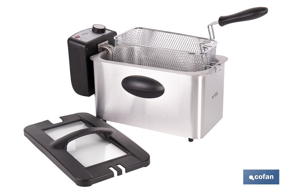 Electric deep fryer | Riaza Model | Stainless steel | 2,000W | 3-litre capacity - Cofan