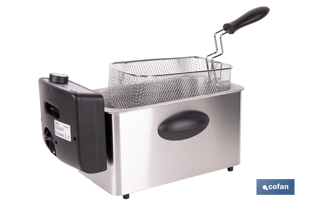 Friteuse Électrique | Modèle Riaza | Fabriqué en Acier Inoxydable Brossé | 2000 W | Capacité 3 L - Cofan
