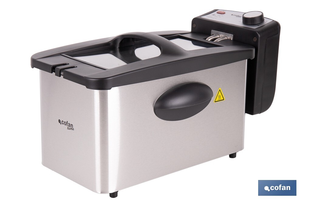 Friteuse Électrique | Modèle Riaza | Fabriqué en Acier Inoxydable Brossé | 2000 W | Capacité 3 L - Cofan