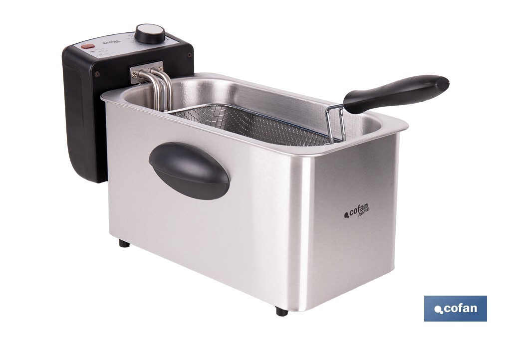 Friteuse Électrique | Modèle Riaza | Fabriqué en Acier Inoxydable Brossé | 2000 W | Capacité 3 L - Cofan