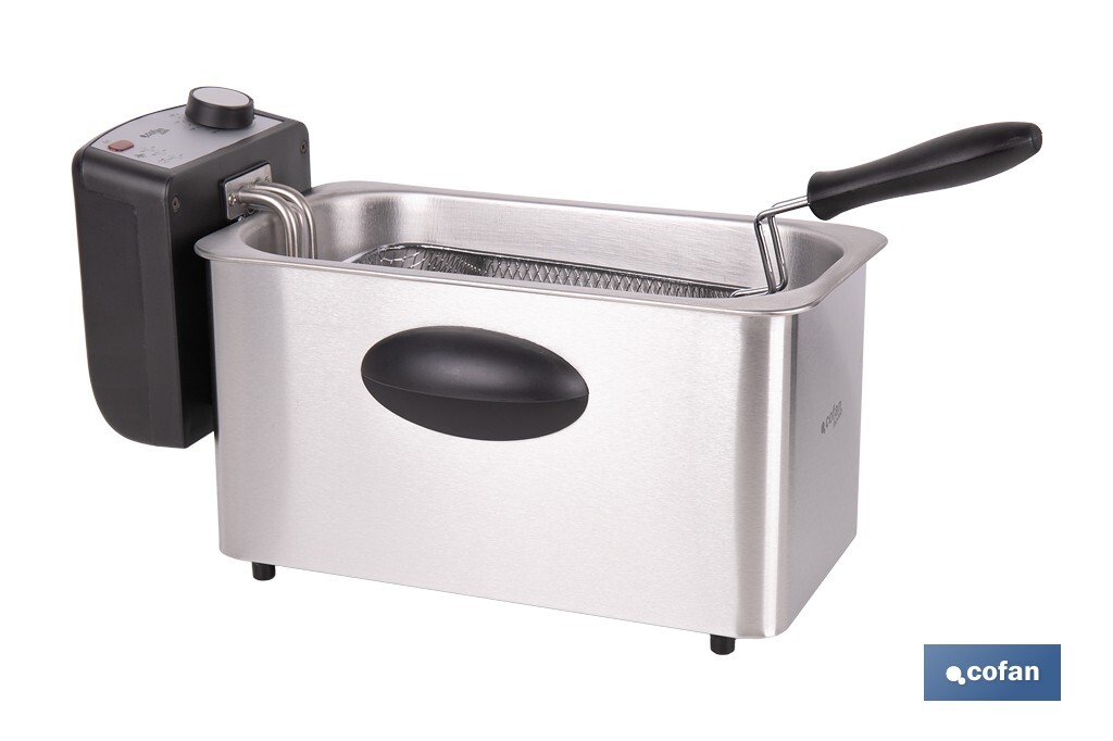 Friteuse Électrique | Modèle Riaza | Fabriqué en Acier Inoxydable Brossé | 2000 W | Capacité 3 L - Cofan