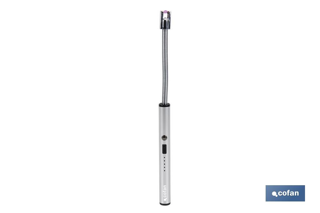 Cofan Allumeur électrique | Briquet USB rechargeable | Briquet plasma à arc électrique | Col flexible | Indicateur de batterie | Dimensions : 26 x 1,5 cm - Cofan